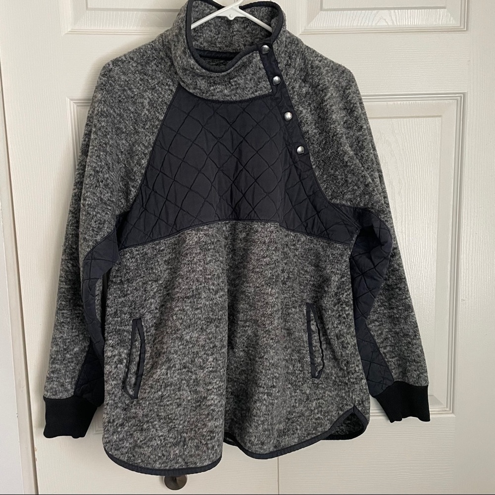 Abercrombie fleece snap pullover XL black/gray